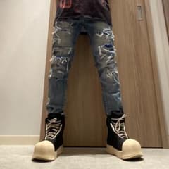 AMIRI W34 ダメージ加工 パネル ストレッチ スキニーデニム ジーンズ 