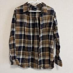UNIQLO チェック柄 長袖シャツ ブラウン Lサイズのサムネイル