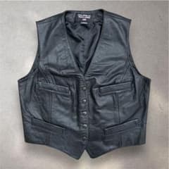 美品 ラルフローレン 90s 牛革 レザーベスト M 黒 ブラック - メルカリ