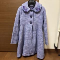 美品⭐︎アナスイミニ　140  コート　ウール　襟　花 アナスイミニ 紫系 ウールコート 花刺繍付き ツイード 日本製 - メルカリ