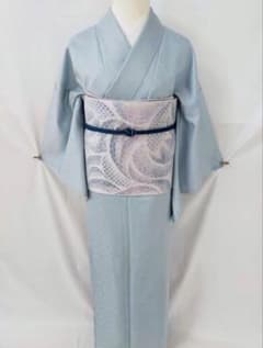 新品未使用　洗える紋意匠色無地　単衣　Lサイズ　淡水色　ポリエステル　裄68 新品未使用 洗える紋意匠色無地 単衣 Lサイズ 淡水色 ポリエステル 裄