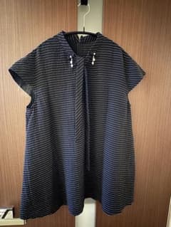 24SS 美品 ルネ ボーダー ボウタイブラウス パール ビジュー 黒 38 