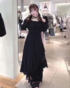oneway イレヘムロングワンピース 黒ドット - メルカリ
