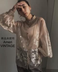 ameri 2WAY HAZE FLOWER BLOUSE ベージュ ビンテージ Ameri VINTAGE アメリ ヴィンテージ 2WAY HAZE FLOWER