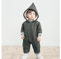 ベビー 70cm アウター とんがり帽子 中綿 前開きロンパース ジャンプスーツのサムネイル