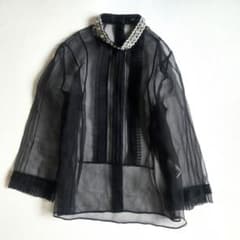 美品☆マークジェイコブス シースルー ブラウス ビジュー 黒 ブラック 
