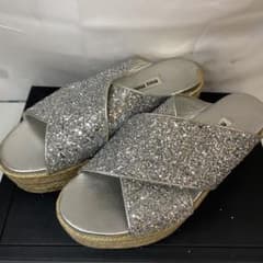 sh3528 Miu Miu シルバー グリッター サンダル - メルカリ