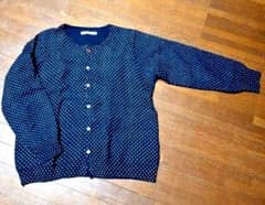 NATURAL LAUNDRY 縮絨ネイビー ドット柄 カーディガンのサムネイル