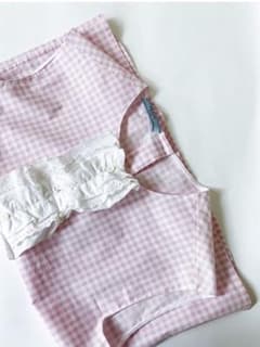プラダPRADAギンガムチェックブラウスフリルピンク38miumiu - メルカリ