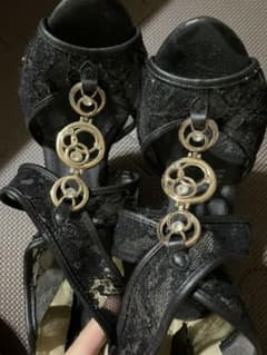 サンダル  ヒール  黒のサムネイル