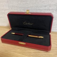 【Cartier】美品　カルティエ ボールペン サントス バーガンディ　ケース有 Cartier】美品 カルティエ ボールペン サントス バーガンディ ケース有