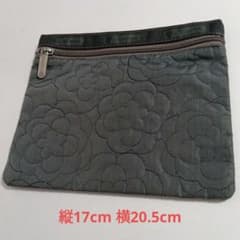 [未使用]LeSportsac ポーチ 花柄 キルティング ダークグレーのサムネイル