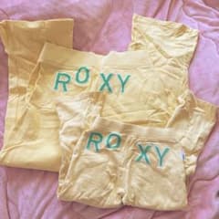 【親子ペアセット】ROXY スウェットパンツ ロゴ刺繍 イエロー L & 100のサムネイル