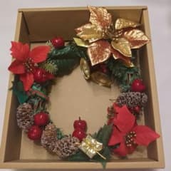 クリスマスリース ポインセチア ベル 松ぼっくり 装飾 - メルカリ