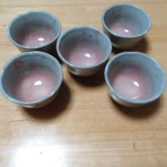 79 陶器 煎茶碗 5客セット 桜色 釉薬 - メルカリ