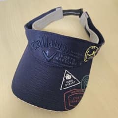 【美品】キャロウェイ Callaway サンバイザー ゴルフ ネイビー メッシュ