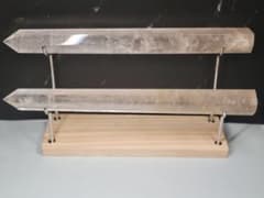 ロングクリスタル　水晶　台座　2段 タイプ　スタンド　32㎝　ゴールド ロングクリスタル 水晶 台座 2段 タイプ スタンド 32㎝ シルバー