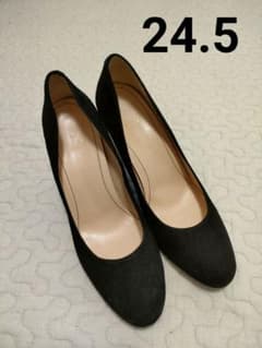 EIZO のブラックパンプス　本皮スウェードのサムネイル