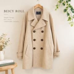 BEICY ROLL 베이시 롤 울 70% 롱 피코트 베이지