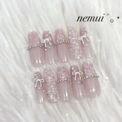 ネイルチップオーダー⭐︎韓国綺麗系量産型ガーリーフレンチネイルワンホンネイル　04 No.46 ネイルチップ ピンク 韓国 量産型 フレンチガーリー ワンホン
