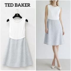 ted baker ニット ラメツイード ワンピース ノースリーブ フレア 上品