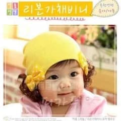 付け毛付き ニット帽リボンのサムネイル
