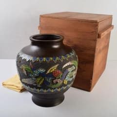 中国 古七宝琺瑯彩 花草文 花瓶 時代箱 M R9549H - メルカリ