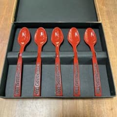 仙台堆朱　牡丹彫　コーヒースプーン　5本セットのサムネイル