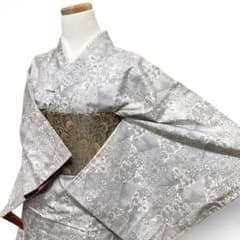 小紋　白大島紬　唐花　リーフ　白地　着物　053a d 小紋 白大島紬 唐花 リーフ 白地 着物 053a d - メルカリ