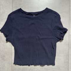 SHEIN ネイビー ショート丈リブTシャツ XLのサムネイル
