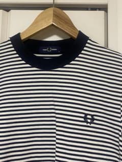 FRED PERRY ボーダー 半袖 Tシャツ ネイビー ホワイト Mのサムネイル
