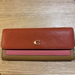 J*I様 レザー製長財布 赤 ピンク ベージュのサムネイル