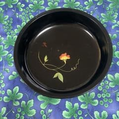 漆器 菓子器 黒塗り 花柄 蒔絵風のサムネイル