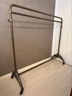 希少 西川金太郎 真鍮x鋳物 ハンガーラック キャスター付 インダストリアル 希少 西川金太郎 真鍮x鋳物 ハンガーラック キャスター付