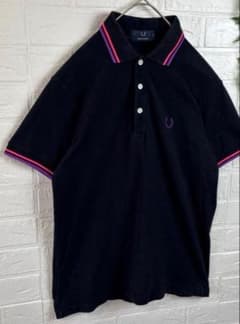 FRED PERRY ポロシャツ ネイビー パープル M