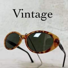 60s~70s 빈티지 선글라스 타원형 그린 렌즈 벨코 무늬 프레임