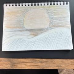手描きイラスト オリジナル 風景画 夕日のサムネイル