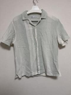 ZARA 半袖シャツ L グリーン系 ストライプのサムネイル