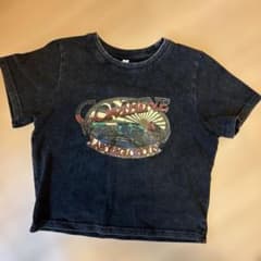 グラフィックプリント ブラック クロップドTシャツのサムネイル