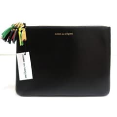 新品 コムデギャルソン ジップ レザー ポーチ 黒 ホリデー コレクション 新品 コムデギャルソン ジップ レザー ポーチ 黒 ホリデー