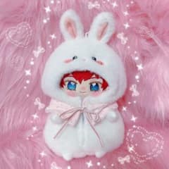 にこ様ぬい服 ふわふわ うさ耳 着ぐるみ にじぱぺ ちびぐるみ いつぬい 10㎝ ぬい服 ぬいぐるみ服 うさぎの着ぐるみ いつぬい にじぱぺっと