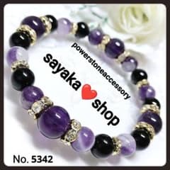 №5342 アメジスト オニキス 天然石 パワーストーン - メルカリ