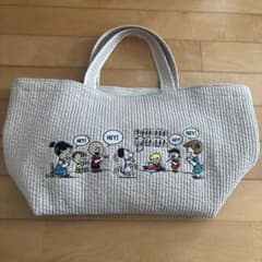 ピオヌンナル　スヌーピー刺繍トートバッグ　リスタート　カフェベージュ ピオヌンナル スヌーピー刺繍トートバッグ リスタート カフェベージュ