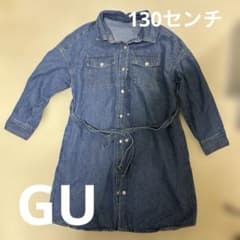 GU 130センチ　デニムワンピース　シャツワンピースのサムネイル