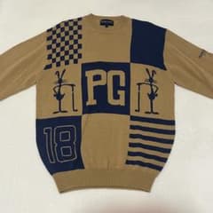 美品 パーリーゲイツ ゴルフ ニット セーター 1 89 ウール キャメル 希少