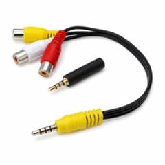 【3.5mm→RCA】AV変換ケーブル 1分3 赤白黄 RCA端子;10917;のサムネイル