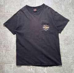 ハーレーダビッドソン　YANKEE イーグル　ビンテージ　ポケットTシャツ　黒Lのサムネイル