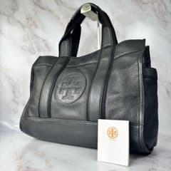Tory Burch オールレザー エラ トートバッグ ブラック シボ革 A4可