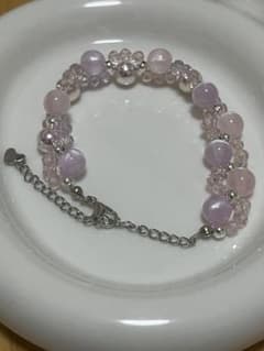 ハンドメイド パープル系ビーズブレスレットのサムネイル