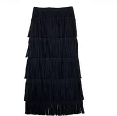 新品タグ付き　pleats please フリンジ　ウエストゴム　スカート　黒 新品タグ付き pleats please フリンジ ウエストゴム スカート 黒